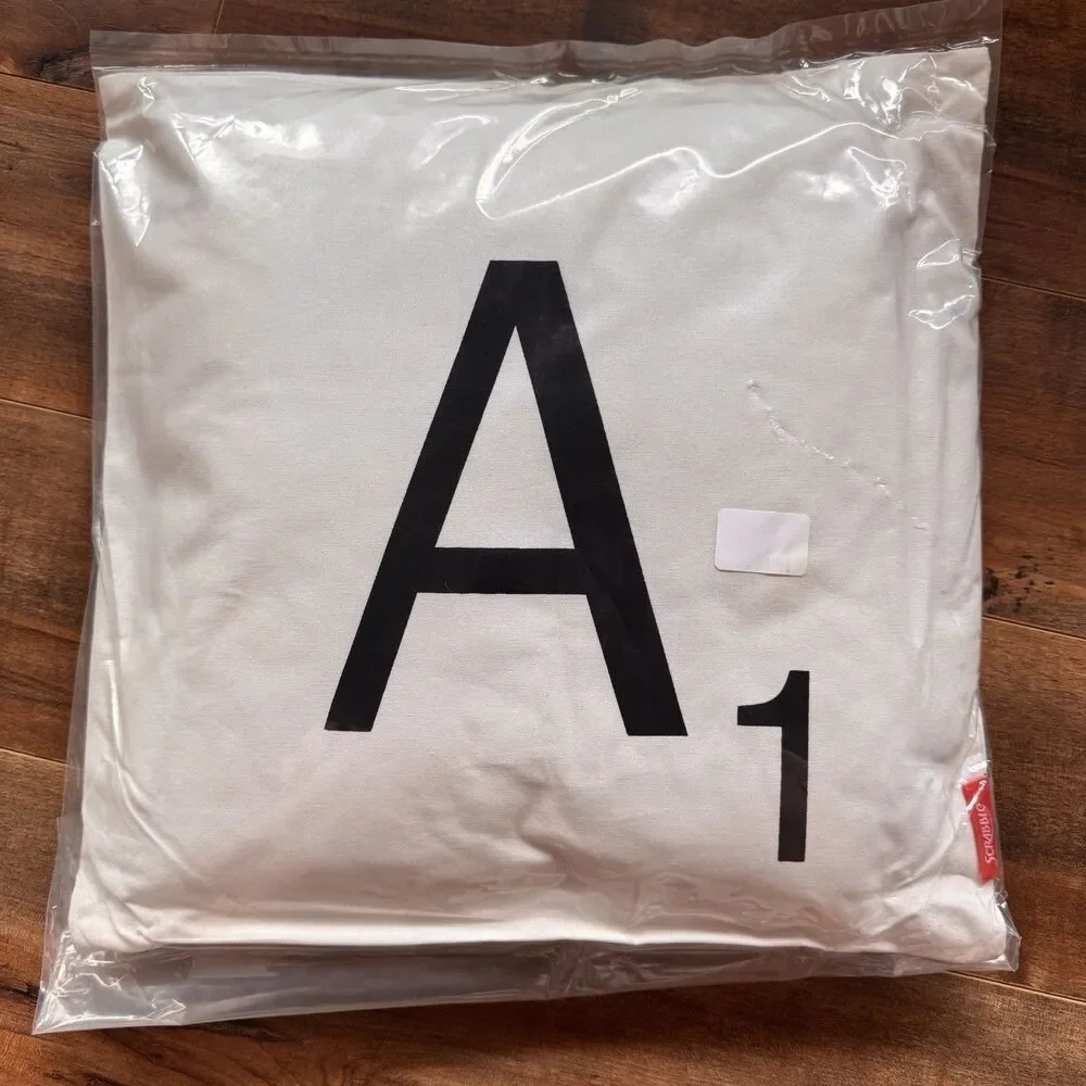 Scrabble Letter “A” Cushion Throw Pillow 16”x16” NWT Board Game Wild & Wolf